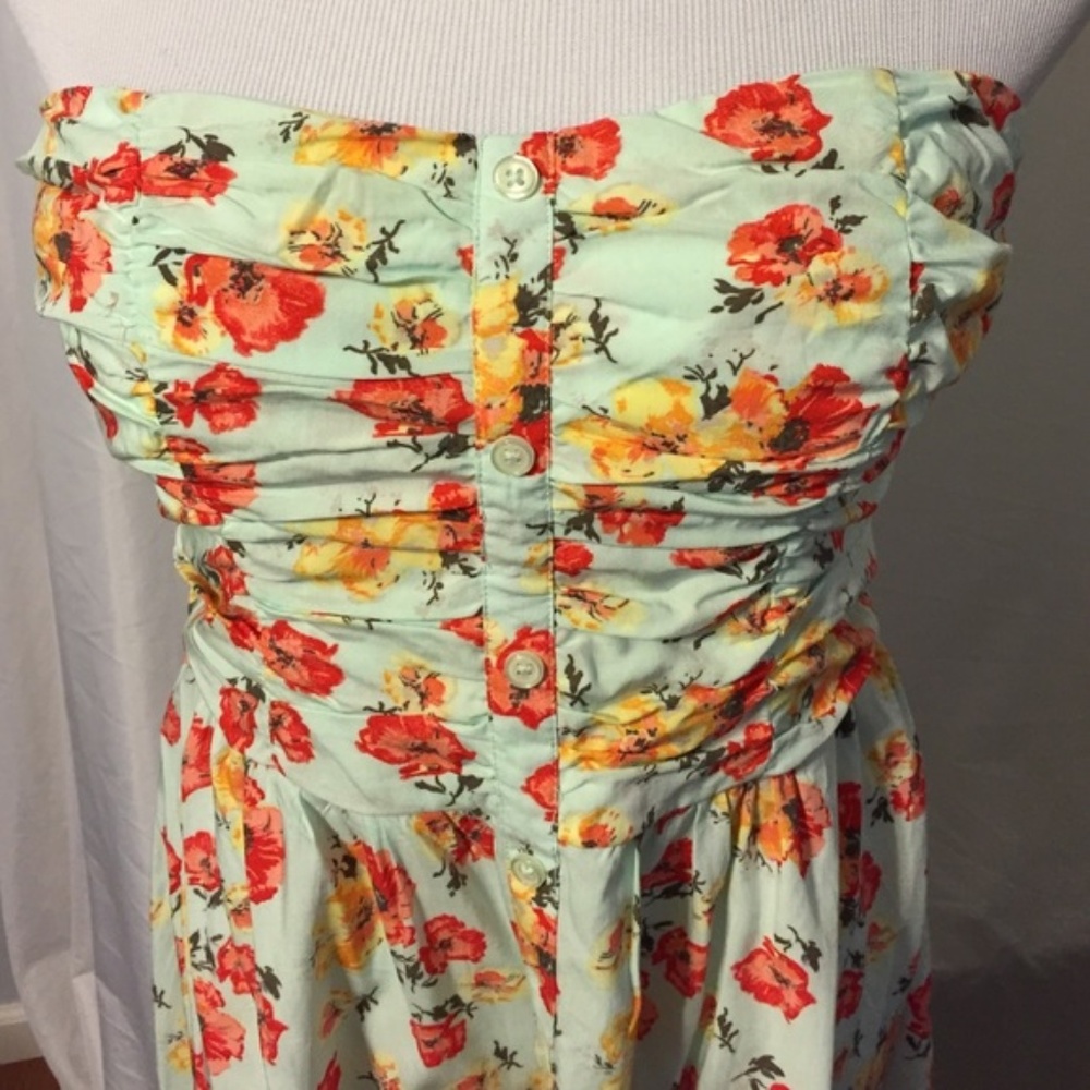 Black Poppy Floral Strapless Sundress